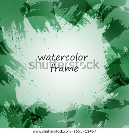 Abstract green watercolor frame with sample text