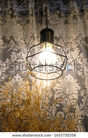 vintage lamp ceiling with white curtains background