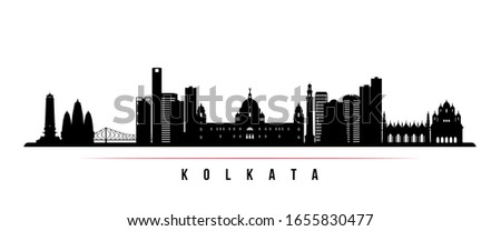 Kolkata skyline horizontal banner. Black and white silhouette of Kolkata, India. Vector template for your design.  Royalty-Free Stock Photo #1655830477