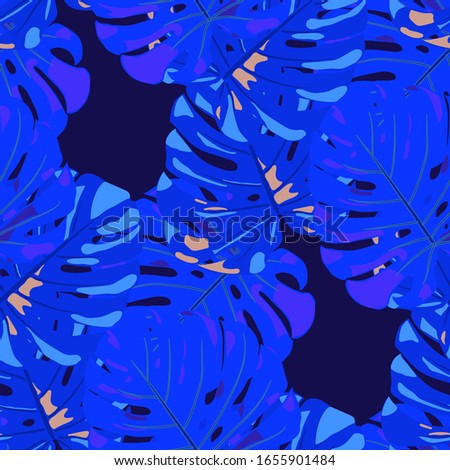 Seamless Pattern with Brasilian Rainforest. Modern Colorful Texture with Tropical Leaves for Print, Textile, Linen. Vector Tropical Pattern.