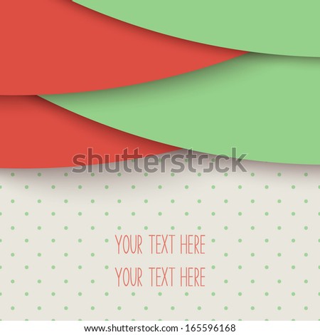 Gift or greeting card in green, red and white colors. Vector illustration.  EPS10 