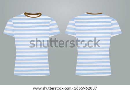 White and blue striped t shirt. vector