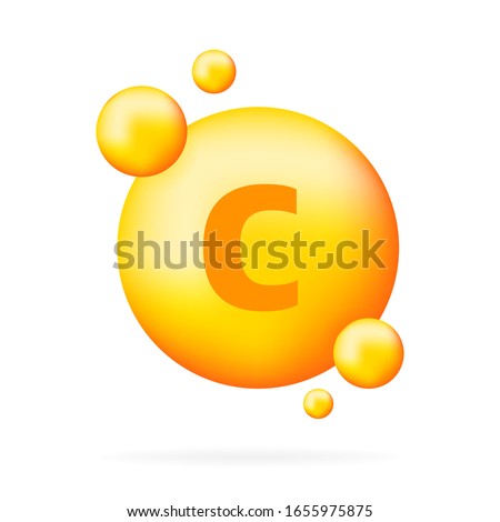 Vitamin shining pill capcule icon. Shining golden substance drop. Meds ads. Beauty treatment nutrition skin care design. Vector illustration. Royalty-Free Stock Photo #1655975875