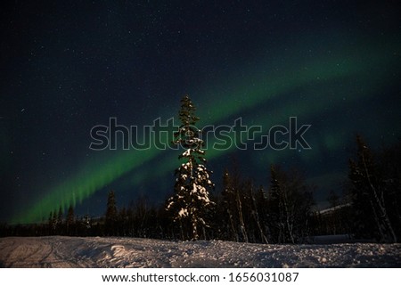 Northern lights on the background-night mountains. Amazing aurora boreal