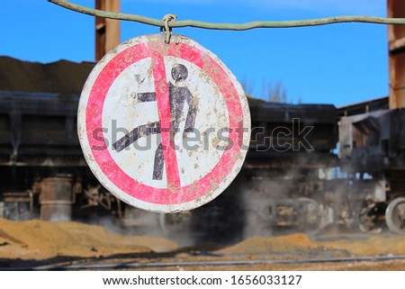 Human forbidden sign. Train background.