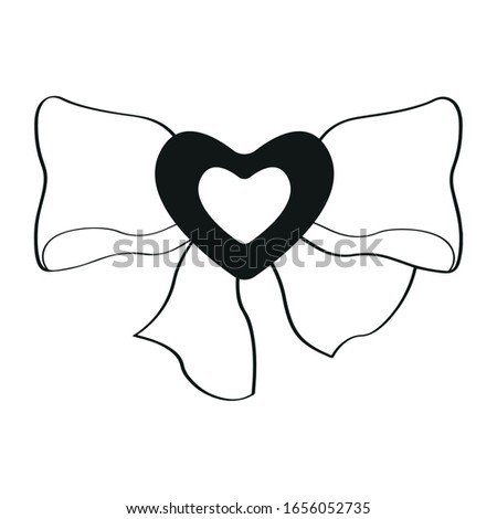 Isolated bow with a heart. Valentines day - Vector illustration