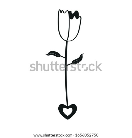 Isoalted rose with a heart. Valentines day - Vector illustration