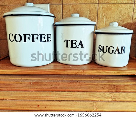 Ceramic kitchen containers for coffee tea and sugar