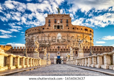 Saint Angelo Castle on a Sunny Day, Castel Sant Angelo in Rome, Italy Royalty-Free Stock Photo #1656063637