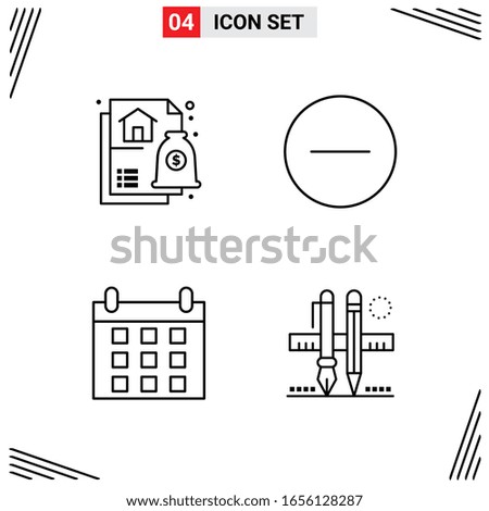 4 Icons Line Style. Grid Based Creative Outline Symbols for Website Design. Simple Line Icon Signs Isolated on White Background. 4 Icon Set.