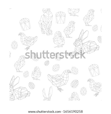 vector pattern art of polygon easter animals 