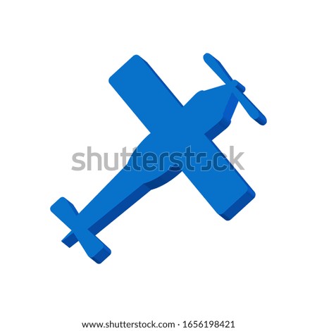 Blue airplane on a white background 3d, vector