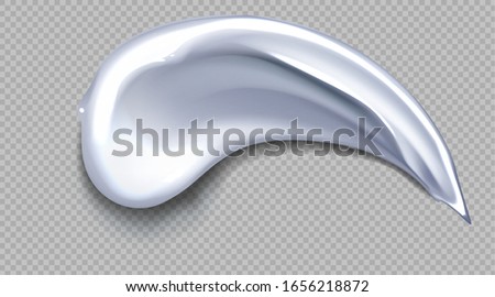 White cream smear. Cosmetics beauty skin care product stroke isolated on transparent background, foundation, milk, lotion, foam smooth drop texture. Realistic 3d vector illustration, icon clip art.