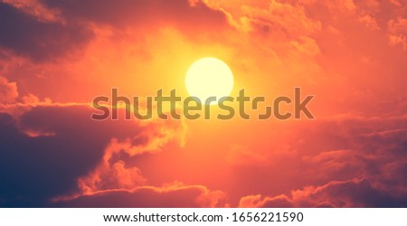 Blurred sunset on golden cloud background on sky summer season Royalty-Free Stock Photo #1656221590