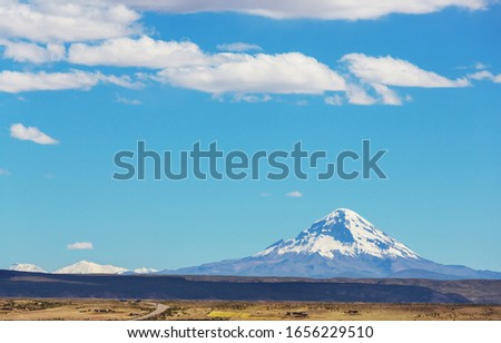 Beautiful natural landscapes mountains volcano Andes region, Bolivia