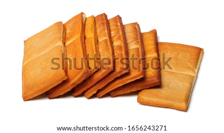 Dried bean curd isolated on white background stock photo