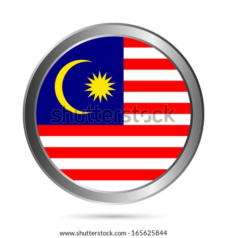 Malaysia flag button on a white background. Vector illustration.