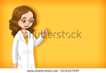 Plain background with female doctor in white gown illustration