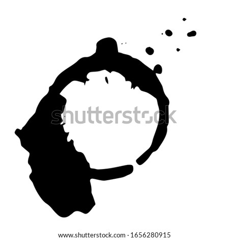 Abstract black circle with jagged edges, rough texture and splatter stains. Watercolor dark circle. Psychological spots.Vector illustration