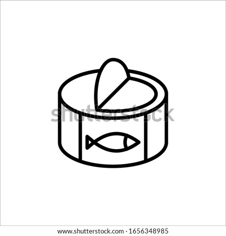 Fish Canned Food Isolated On White Background In Vector Icon Outline Eps10