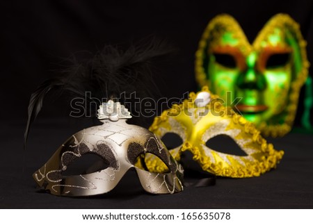 Carnival masks on a black background, Carnival masks, photography