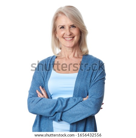 old granny. Portrait of beautiful older woman smiling. Isolated. Happy senior lady Royalty-Free Stock Photo #1656432556