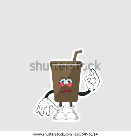 coffee cup cartoon characters design with expression. you can use for stickers, pins or patches