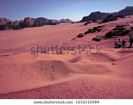Somewhere in the desert. Jordan is know with it's red sands and beautiful landscapes. Here is a hill, trying to capture in one picture this unique place.
