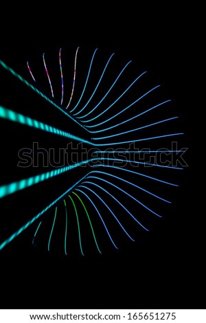 Neon abstract background of lines and bokeh