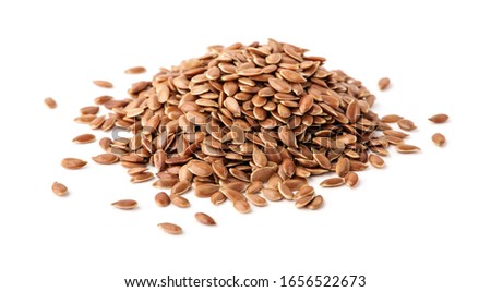 Flax seed on white background. Royalty-Free Stock Photo #1656522673