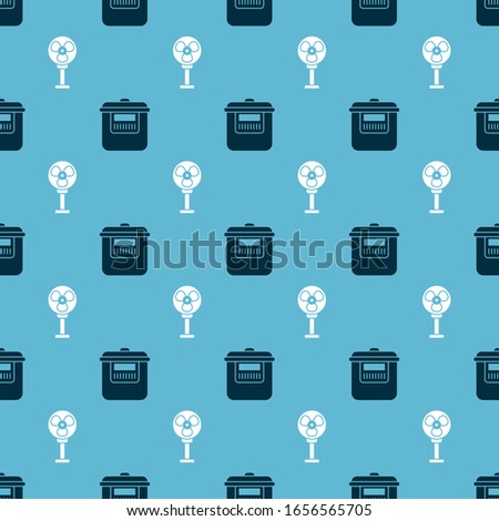 Set Slow cooker  and Electric fan  on seamless pattern. Vector