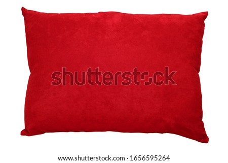 Red textile decorative pillow isolated on white background Royalty-Free Stock Photo #1656595264
