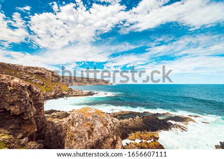 Picturesque view of Kangaroo Island coastline with Sea Lions on the rocks, South Australia