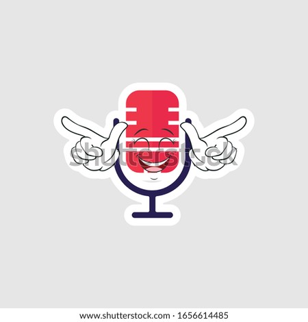 Vintage microphone cartoon characters design with expression. you can use for stickers, pins or patches