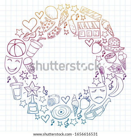 Vector pattern with icons for beauty and shopping. Icons for beauty, shopping, fashion, shopping mall, strip mall. Sale, discount.