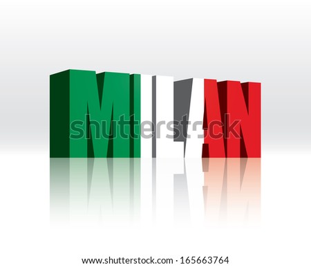 3D Vector Milan (Italy) Word Text Flag 