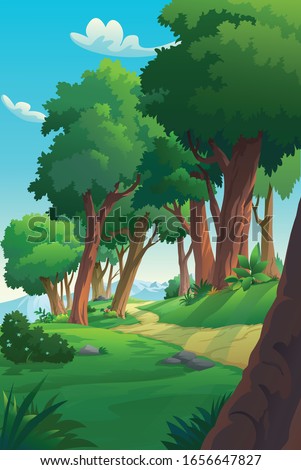 landscape forest and mountain at daytime.