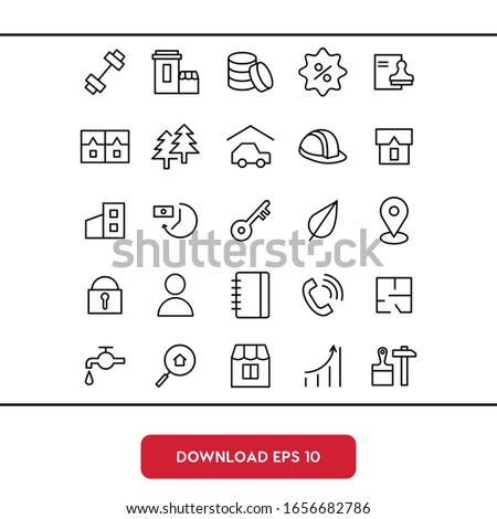 Real estate set outline vector icon. Modern, simple flat vector illustration for web site or mobile app