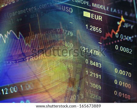 World economics graph and euro sign. Finance concept.