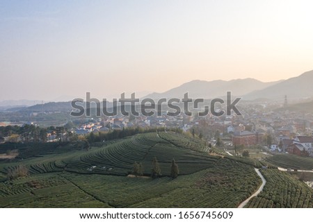 Mountain with Village during sunset