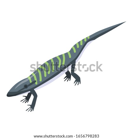 Black striped lizard icon. Isometric of black striped lizard vector icon for web design isolated on white background
