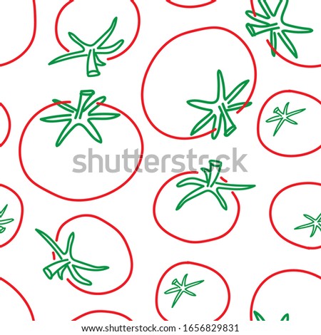 Tomato Seamless Pattern Vector illustration red and green colors