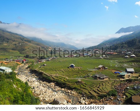 Terraced rice fields in the valley