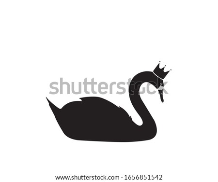 Swan Silhouette isolated on white background, vector. Minimalist poster design, black and white, wall art, artwork, minimalism, illustration