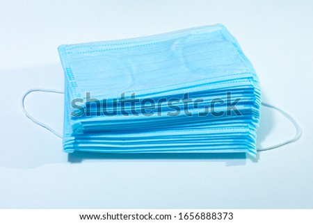 medical masks of blue color,means of protection and personal hygiene
