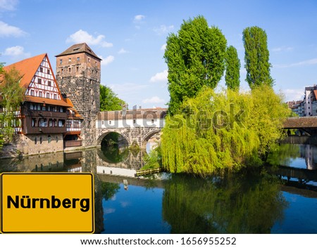 City Sign Nuremberg german "Nuernberg"