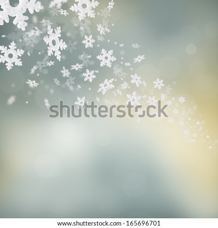 Shimmering christmas background with flying snowflakes
