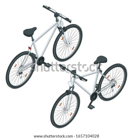 Isometric new bicycle isolated on a white background. Road bike