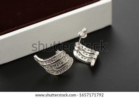 Angel wings Diamond Sterling Silver Earrings