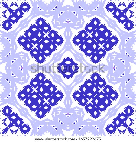Ornamental azulejo portugal tiles decor. Vector seamless pattern collage. Universal design. Blue gorgeous flower folk print for linens, smartphone cases, scrapbooking, bags or T-shirts.